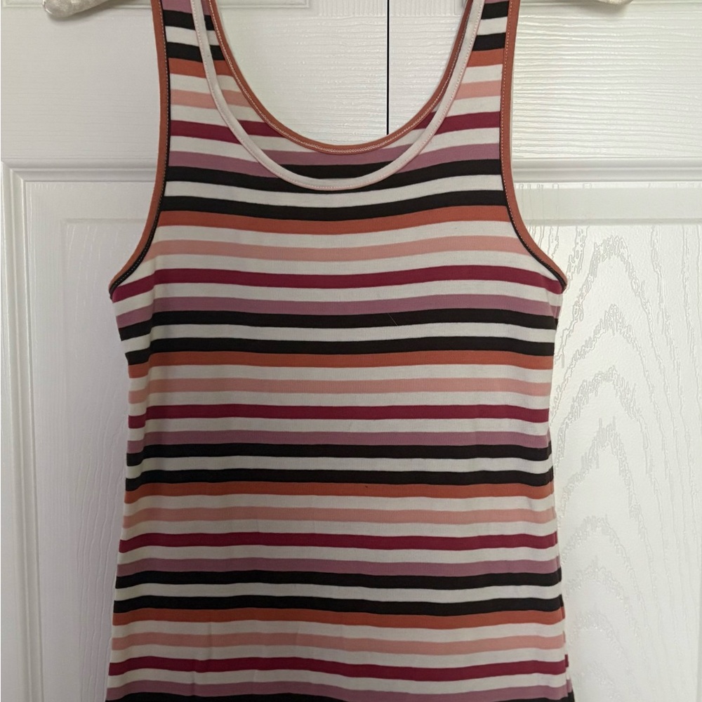a new day Pink, White and Black Striped Tank Top